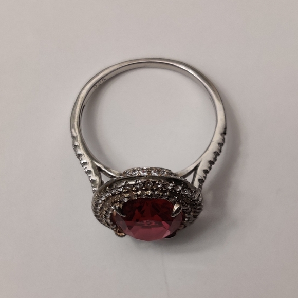 Stunning Ruby and CZ Sterling Silver Ring - Picture 11 of 16